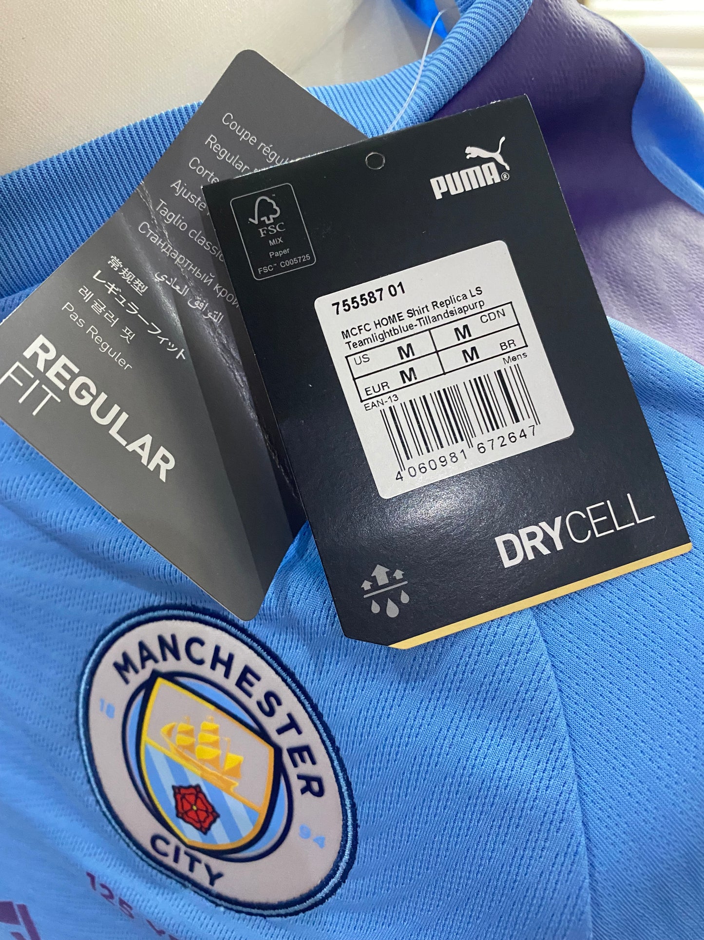 Manchester City 2019-20 Home Long Sleeve Shirt Mens Medium - BNWT - Includes Fee Printing
