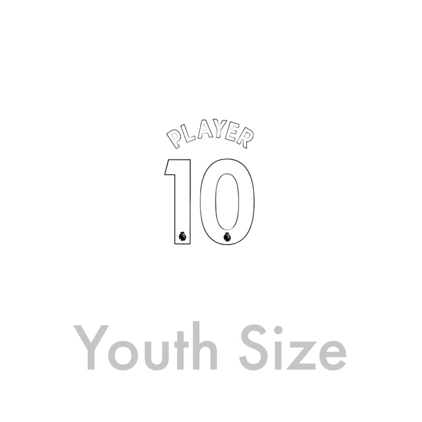 2019 - 23 White Youth Size Premier League Custom Name Set