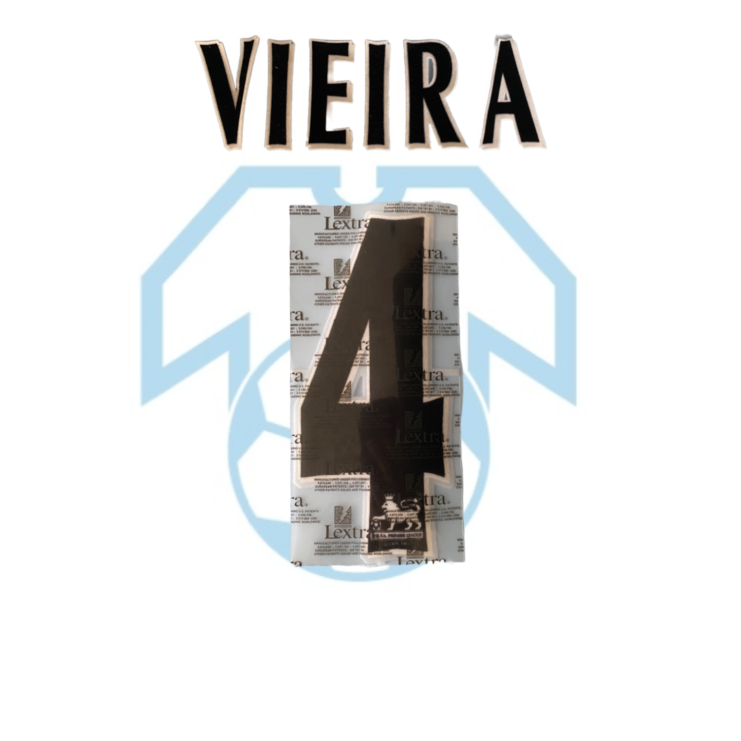 Vieira 4 Black Official Sporting ID/Chris Kay Adult Replica Size 1996-2007 Name & Number Set