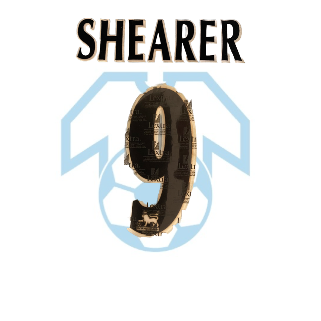 Shearer 9 Black Official Sporting ID/Chris Kay Adult Replica Size 1996-2007 Name & Number Set