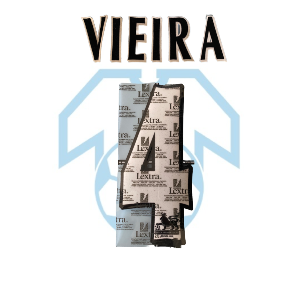 Vieira 4 Black Name White Number Official Sporting ID/Chris Kay Adult Replica Size 1996-2007 Name & Number Set