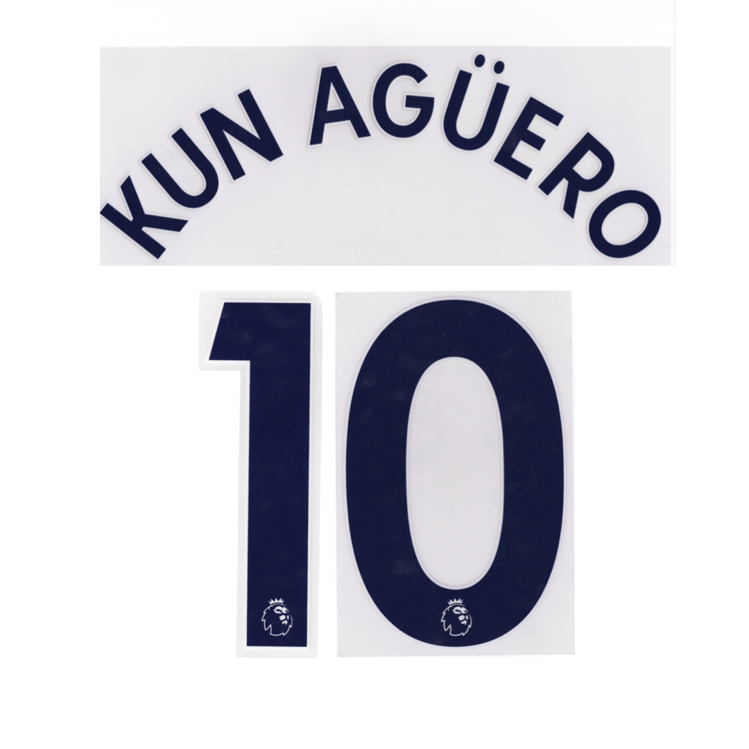 Kun Aguero 10 Navy Player Size Nameblock Set 2017 - 19