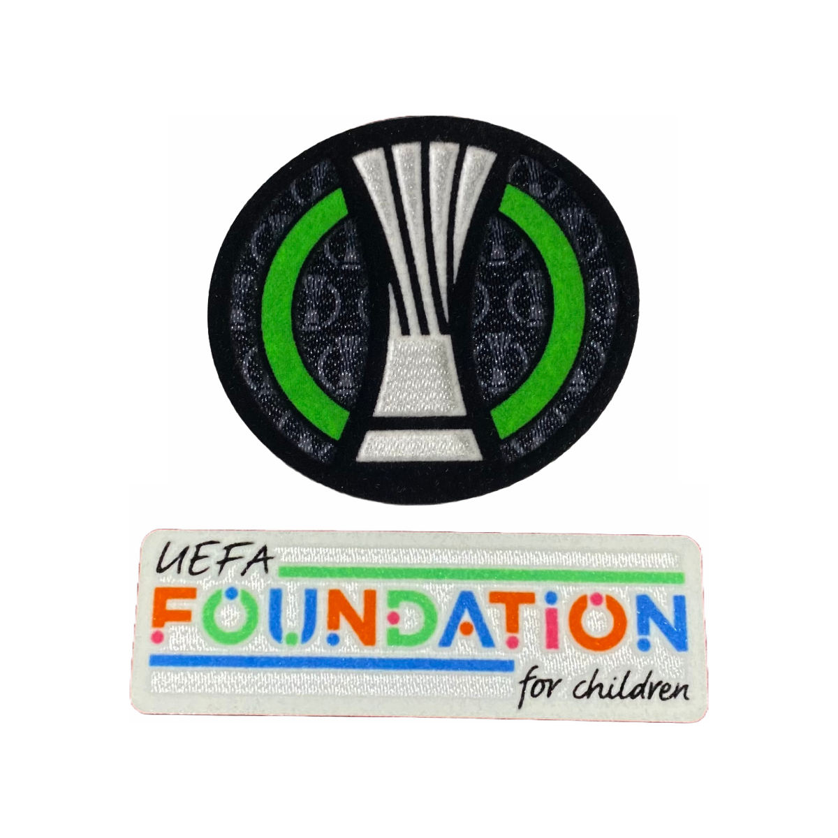 Europa Conference League Sleeve Badges 2024/25 - Trophy Badge and UEFA Federation Patch