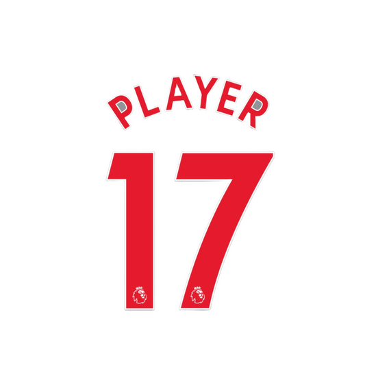 2017 - 19 Red Player Size Premier League Custom Name Set