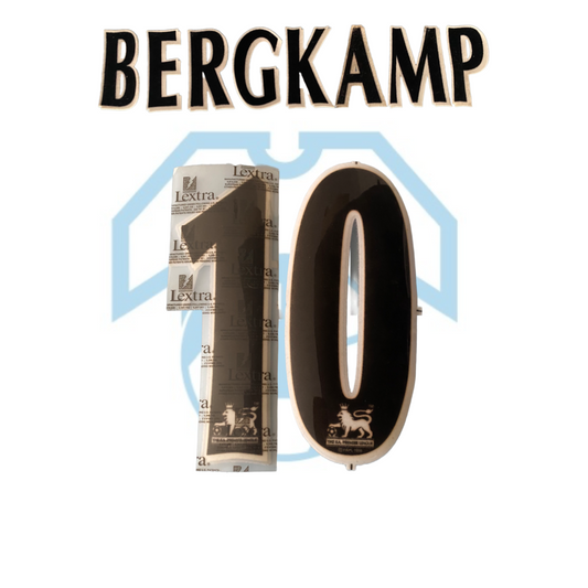 Bergkamp 10 Black Official Sporting ID/Chris Kay Adult Replica Size 1996-2007 Name & Number Set