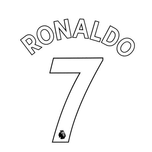 Ronaldo 7 Official Player Size 2021-22 Home Nameblock and Number with Optional Sleeve Badges