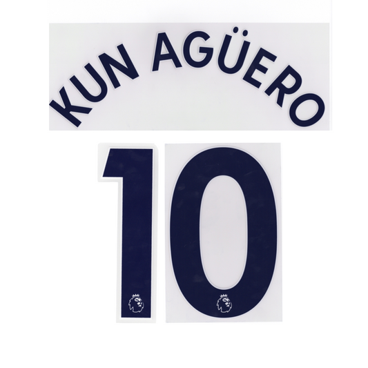 Kun Aguero 10 Navy Player Size Nameblock Set 2017 - 19