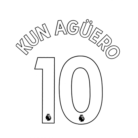 Kun Aguero 10 White Player Size Nameblock Set 2017 - 19